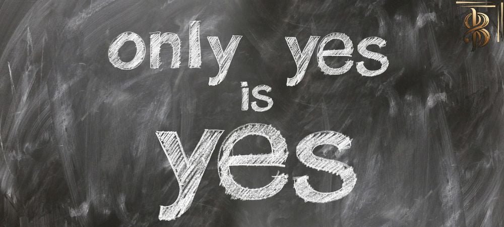 Chastity in BDSM : "only yes is yes" written on an old black-and-white chalkboard