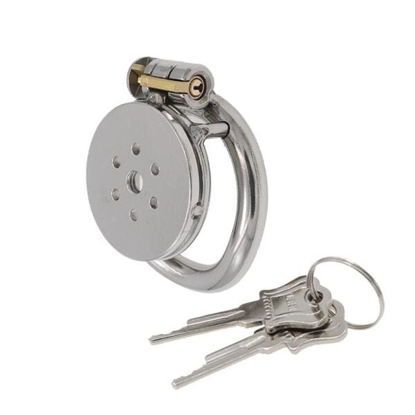 Jaula de Castidad Masculina PancakeLock - Dispositivo de Castidad de Acero Inoxidable - 45mm