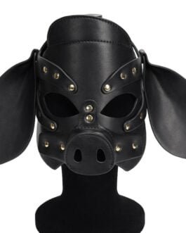 pig mask for BDSM Bondage in black leather