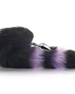 Butt Plug Black and Purple Fox Tail - Foxy Pleasure